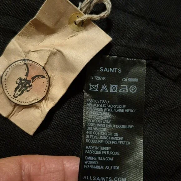 All Saints Ombre Tula Coat Sz.0 NWT Black - Picture 4 of 6